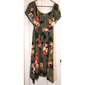 Du Jour flowy Asymmetrical Hem Flower Dress Sz M